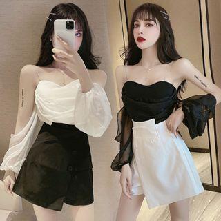 Cold Shoulder Blouse / Mini A-line Skort