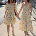 Dotted Short-sleeve A-line Dress / Sleeveless Midi Dress