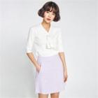 Pocket-detail A-line Linen Skirt