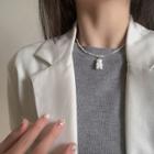 Beaded Bear Pendant Necklace White - One Size