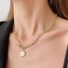 Layered Chain Coin Necklace 1 Pc - Layered Chain Coin Necklace - Gold - One Size