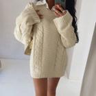 Crew-neck Cable-knit Oversized Sweater