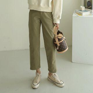 Hidden Band-waist Fleece-lined Tapered Pants