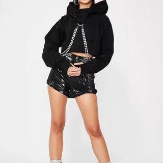 Rhinestone Cropped Hoodie
