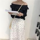 Off-shoulder Top / Floral Printed Skirt