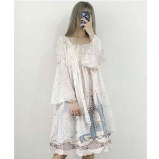 Star Print Long Chiffon Jacket