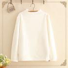 Plain Ruffle-hem Long-sleeve Top
