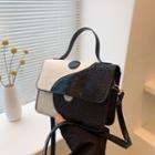 Two-tone Top Handle Crossbody Bag White & Black - One Size