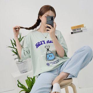 Fish Illustration Boxy T-shirt