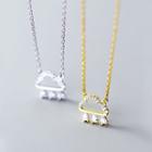 925 Sterling Silver Rhinestone Cloud Pendant Necklace