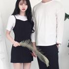 Couple Matching Striped Spaghetti Strap Dress / Striped Dress Pants