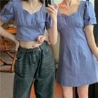 Short-sleeve Cropped Blouse / A-line Dress