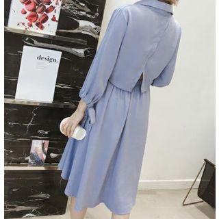 Collared Wrap-front A-line Dress