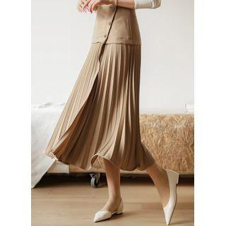 Pleated-panel Long Wrap Skirt
