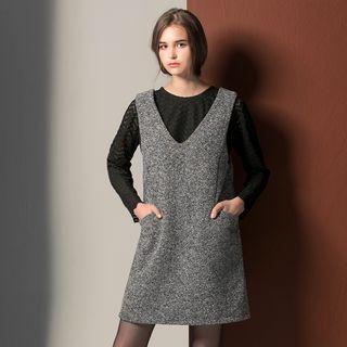Heathered Tweed Shirt Jumper Dress