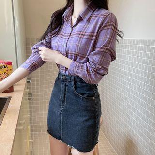 Colored Napped Plaid Shirt