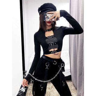 Buckled Cutout Crop Top