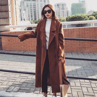Double Breasted Long Notch Lapel Coat