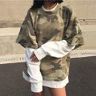 Camouflage Mock Two-piece Pullover