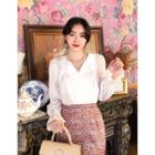 Dali Hotel Set: Pintuck Blouse + Leopard Skirt Brown - One Size