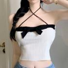 Halter Bow Cropped Camisole Top