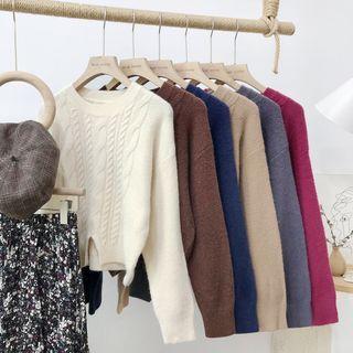 Slit Cable Knit Sweater