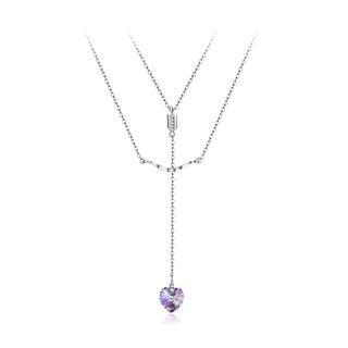 925 Sterling Silver Fashion Eros Arrow Heart Necklace With Austrian Element Crystal Silver - One Size