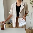 Cuff-sleeve Linen Blend Jacket