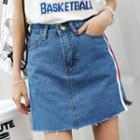 Fray Side-slit Mini Denim Skirt