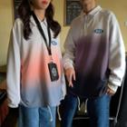 Couple Matching Polo-neck Ombre Pullover