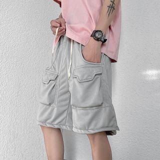 Plain Loose Fit Cargo Shorts