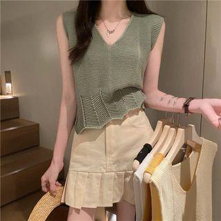 V-neck Asymmetrical Cut-out Tank Top