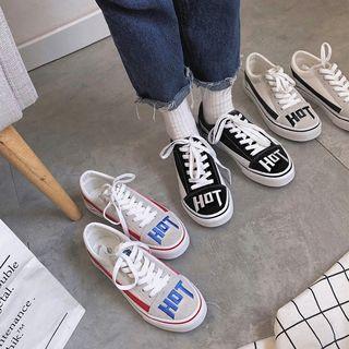 Contrast-trim Embroidered Sneakers