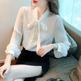 Puff Sleeve Bow Detail Shirt