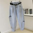 High-waist Ripped Harem Cropped Jeans