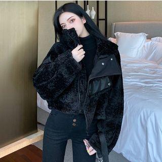 Patchwork Loose-fit Fleece Jacket