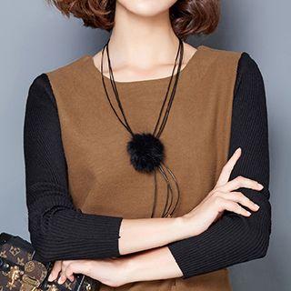 Long-sleeve Paneled Pocket-accent Dress