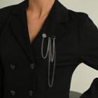 Smiley Chained Safety Pin Brooch Silver - One Size
