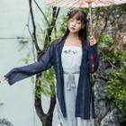 Sheer Long Jacket/embroidery Camisole/wide-leg Pants