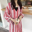 V-neck Striped Long-sleeve Dress