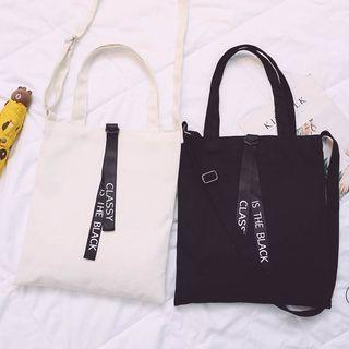 Letter Strap Canvas Tote Bag