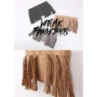 Fringed Faux-suede Clutch