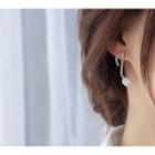 Non-matching Rhinestone Musical Note Stud Earring 1 Pair - S925 Silver Steel - Silver - One Size
