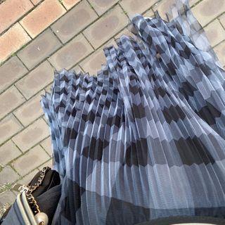 Pleated Plaid Tulle Skirt