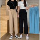 Wide-leg Dress Pants / Short-sleeve Plain T-shirt