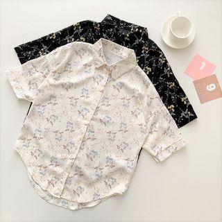 Short-sleeve Single-breasted Floral Shirt