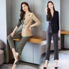 Set: Color Panel Double-breasted Blazer + Dress Pants