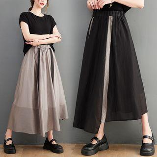 Two-tone Irregular Midi A-line Skirt
