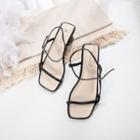 Ankle-strap Square-toe Chunky-heel Slide Sandal