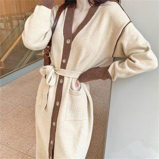 V-neck Two-tone A-line Dress